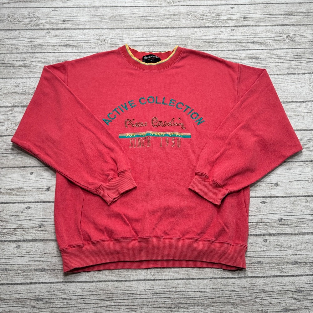 Vintage 90s Pierre Cardin Sweatshirt Men's 4 Red Loose Fit Pullover Activewear